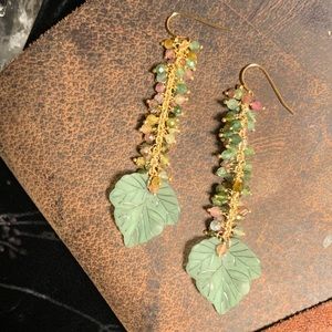 Tiny micro faceted watermelon tourmaline earring